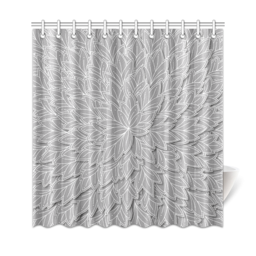 floating leaf pattern grey white nature Shower Curtain 69"x72"
