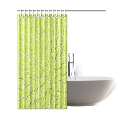 floating leaf pattern spring green white nature Shower Curtain 69"x72"