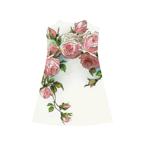 Vintage Pink Rose Floral Alcestis Slip Dress (Model D05)