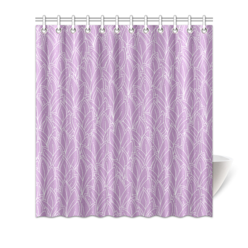 doodle leaf pattern purple lilac white Shower Curtain 66"x72"