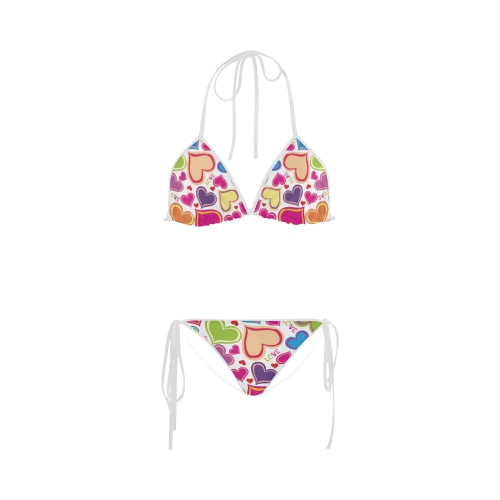 cute hearts background Custom Bikini Swimsuit