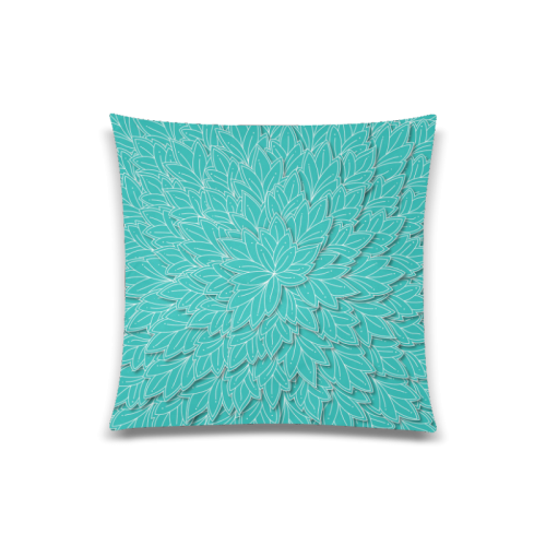 floating leaf pattern turquoise teal white Custom Zippered Pillow Case 20"x20"(One Side)