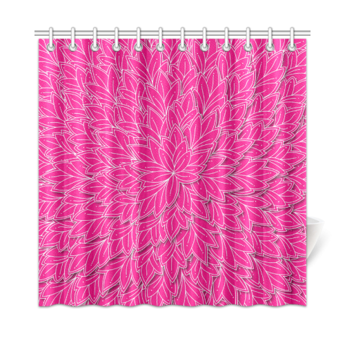 hot pink white floating leaf patttern Shower Curtain 72"x72"