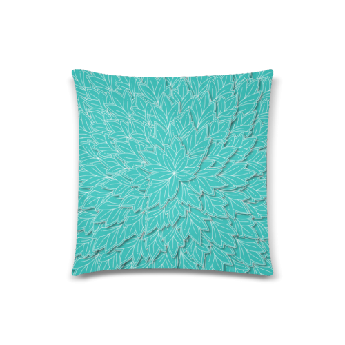 floating leaf pattern turquoise teal white Custom Zippered Pillow Case 18"x18" (one side)