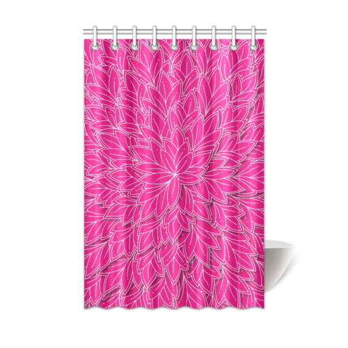 hot pink white floating leaf patttern Shower Curtain 48"x72"