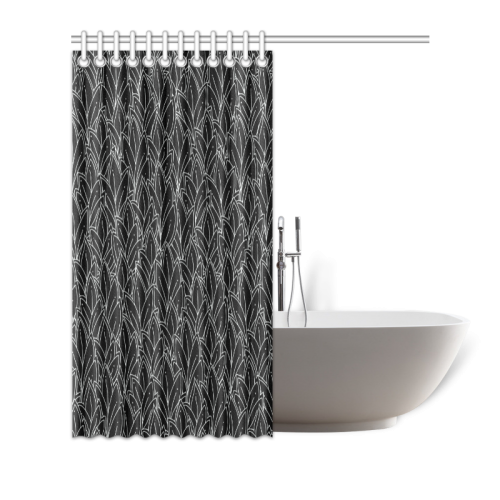 doodle leaf pattern black & white Shower Curtain 66"x72"