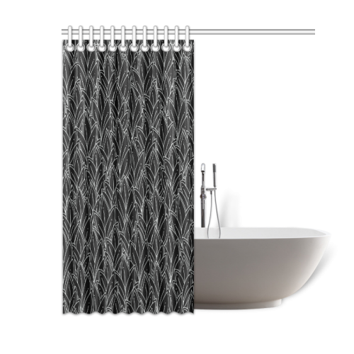 doodle leaf pattern black & white Shower Curtain 60"x72"