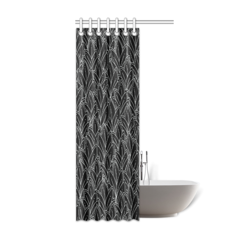 doodle leaf pattern black & white Shower Curtain 36"x72"