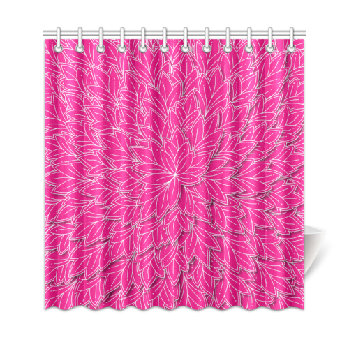 hot pink white floating leaf patttern Shower Curtain 69"x72"