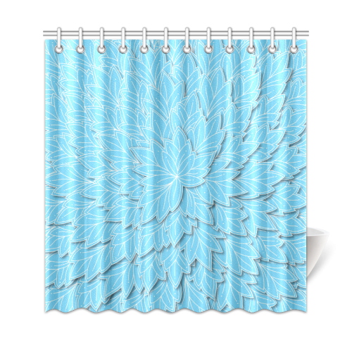 floating leaf pattern bright blue white Shower Curtain 69"x72"