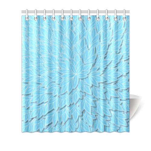 floating leaf pattern bright blue white Shower Curtain 66"x72"