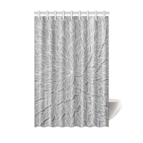 floating leaf pattern grey white nature Shower Curtain 48"x72"