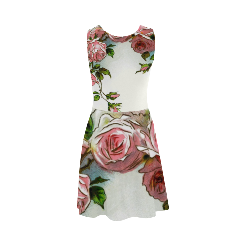 Vintage Pink Rose Floral Atalanta Sundress (Model D04)