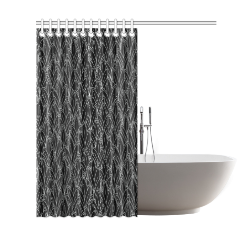 doodle leaf pattern black & white Shower Curtain 69"x70"