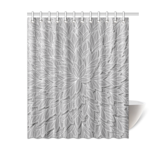 floating leaf pattern grey white nature Shower Curtain 60"x72"