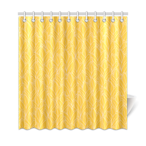 doodle leaf pattern sunny yellow white Shower Curtain 69"x72"