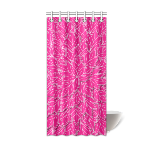 hot pink white floating leaf patttern Shower Curtain 36"x72"