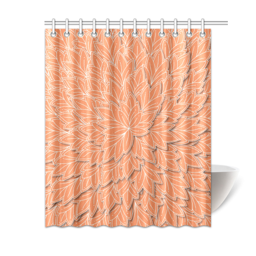 floating leaf pattern orange white Shower Curtain 60"x72"