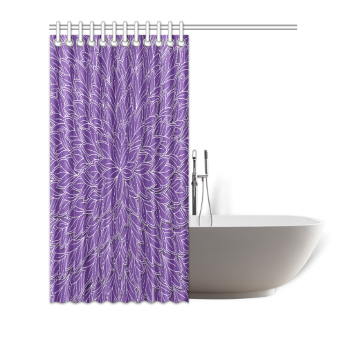 floating leaf pattern royal purple white Shower Curtain 72"x72"