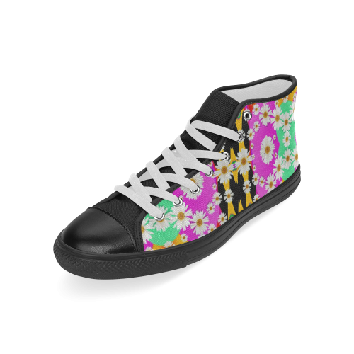 flowers above and under the peaceful sky Men’s Classic High Top Canvas Shoes (Model 017)