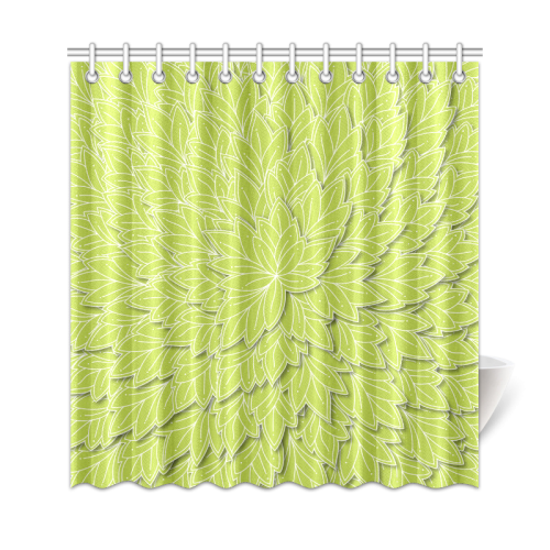 floating leaf pattern spring green white nature Shower Curtain 69"x72"