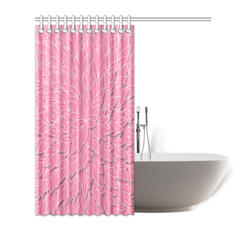 floating leaf pattern pink white Shower Curtain 66"x72"