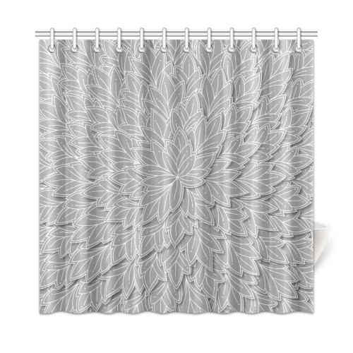 floating leaf pattern grey white nature Shower Curtain 72"x72"