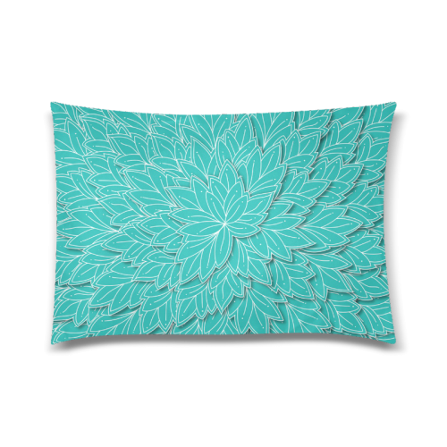 floating leaf pattern turquoise teal white Custom Zippered Pillow Case 20"x30" (one side)