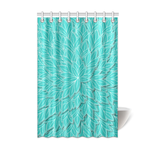 floating leaf pattern turquoise teal white Shower Curtain 48"x72"