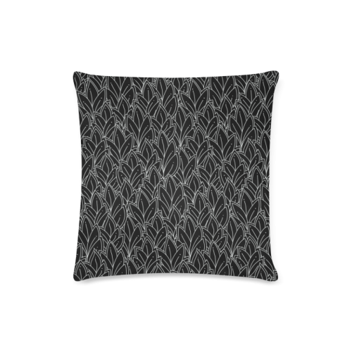 doodle leaf pattern black & white Custom Zippered Pillow Case 16"x16"(Twin Sides)