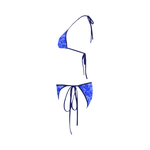 Vintage Swirls Sapphire Blue Custom Bikini Swimsuit