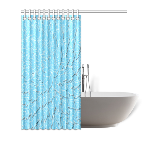 floating leaf pattern bright blue white Shower Curtain 72"x72"