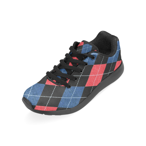 ARGYLE RED AND BLUE Women’s Running Shoes (Model 020)