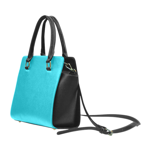 Scuba Blue Color Accent Rivet Shoulder Handbag (Model 1645)