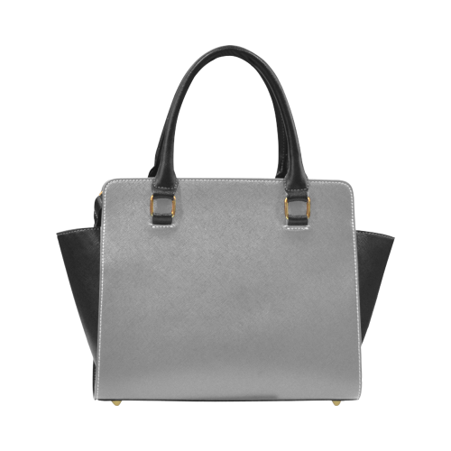 Steel Gray Color Accent Rivet Shoulder Handbag (Model 1645)