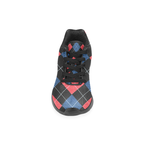 ARGYLE RED AND BLUE Women’s Running Shoes (Model 020)