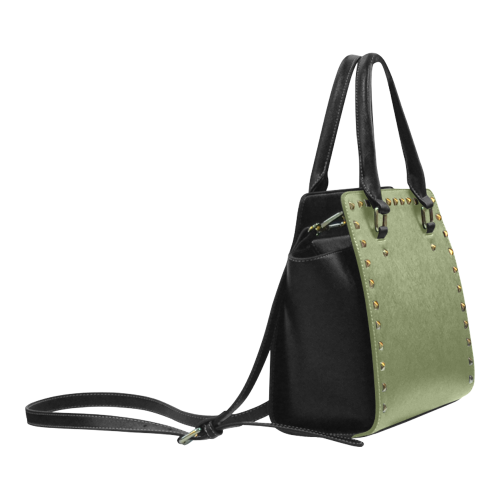 Cedar Green Color Accent Rivet Shoulder Handbag (Model 1645)