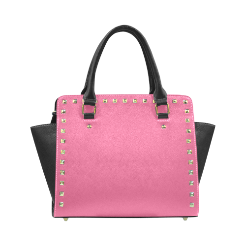 Pink Flambé Color Accent Rivet Shoulder Handbag (Model 1645)