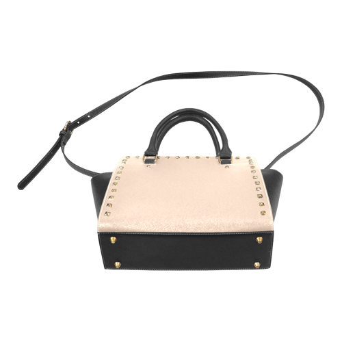 Toasted Almond Color Accent Rivet Shoulder Handbag (Model 1645)