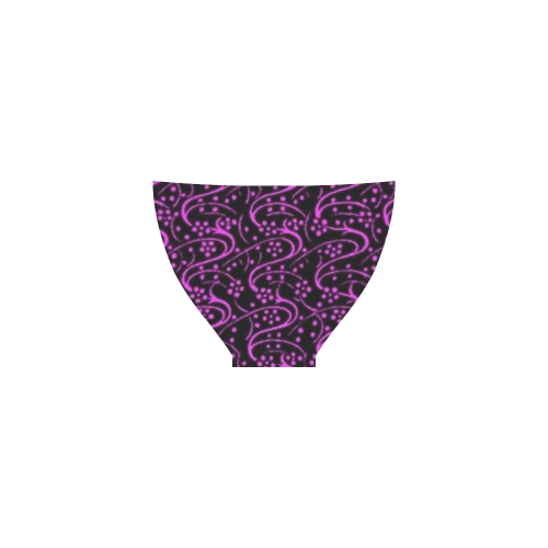 Vintage Floral Purple Amethyst Black Custom Bikini Swimsuit