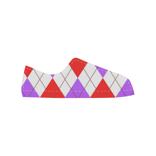 ARGYLE RED AND PURPLE Women's Classic Canvas Shoes (Model 018)