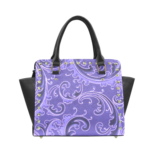 Vintage Swirls Curlicue Lavender Purple Rivet Shoulder Handbag (Model 1645)