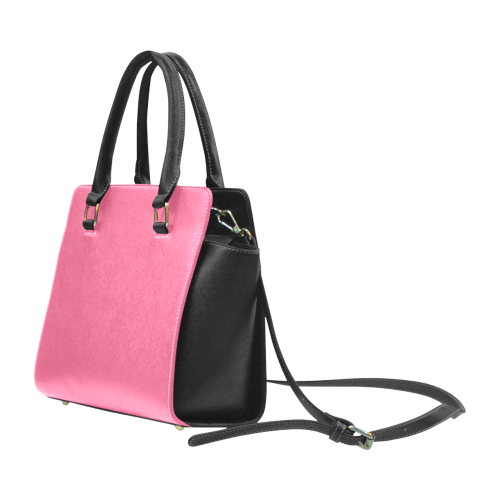 Hot Pink Color Accent Rivet Shoulder Handbag (Model 1645)