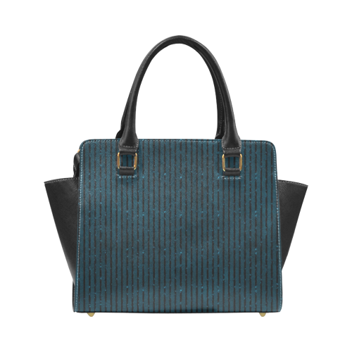 Turquoise Glitter Stripe Rivet Shoulder Handbag (Model 1645)