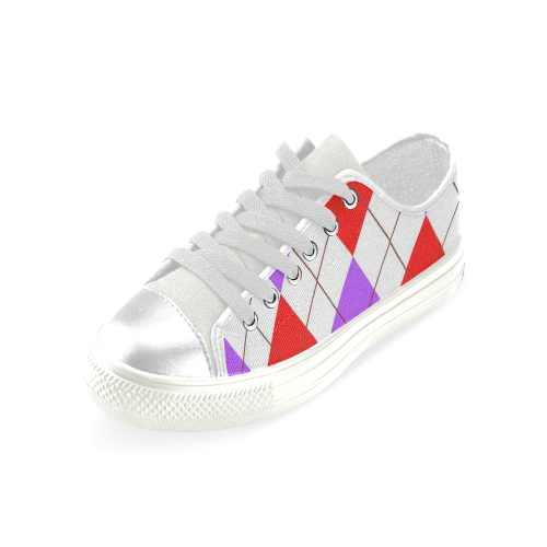 ARGYLE RED AND PURPLE Women's Classic Canvas Shoes (Model 018)