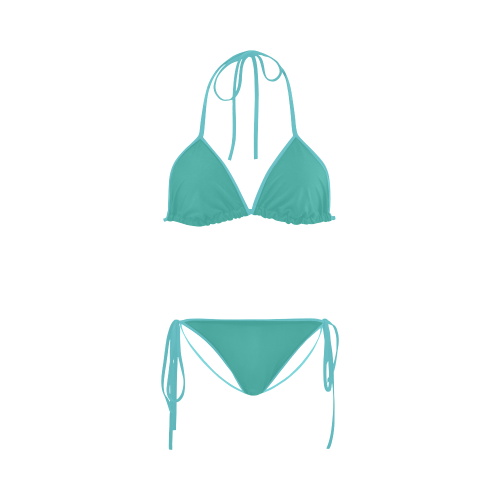 Turquoise Color Accent Custom Bikini Swimsuit
