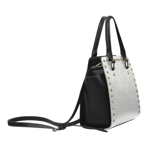 Silver Color Accent Rivet Shoulder Handbag (Model 1645)