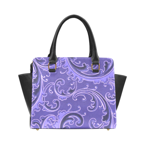Vintage Swirls Curlicue Lavender Purple Rivet Shoulder Handbag (Model 1645)