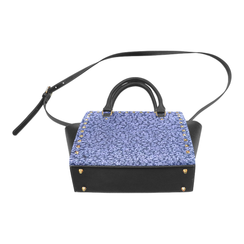 Vintage Floral Cerulean Blue Rivet Shoulder Handbag (Model 1645)