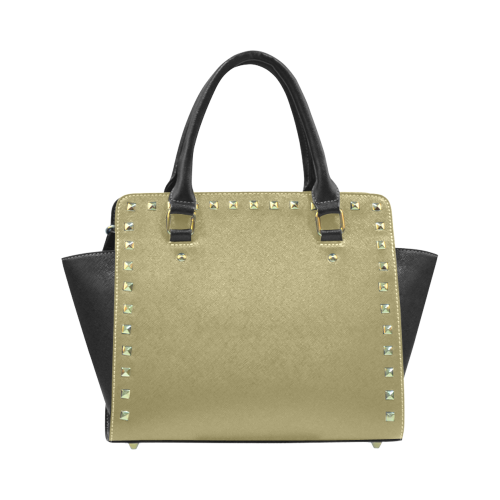 Green Moss Color Accent Rivet Shoulder Handbag (Model 1645)